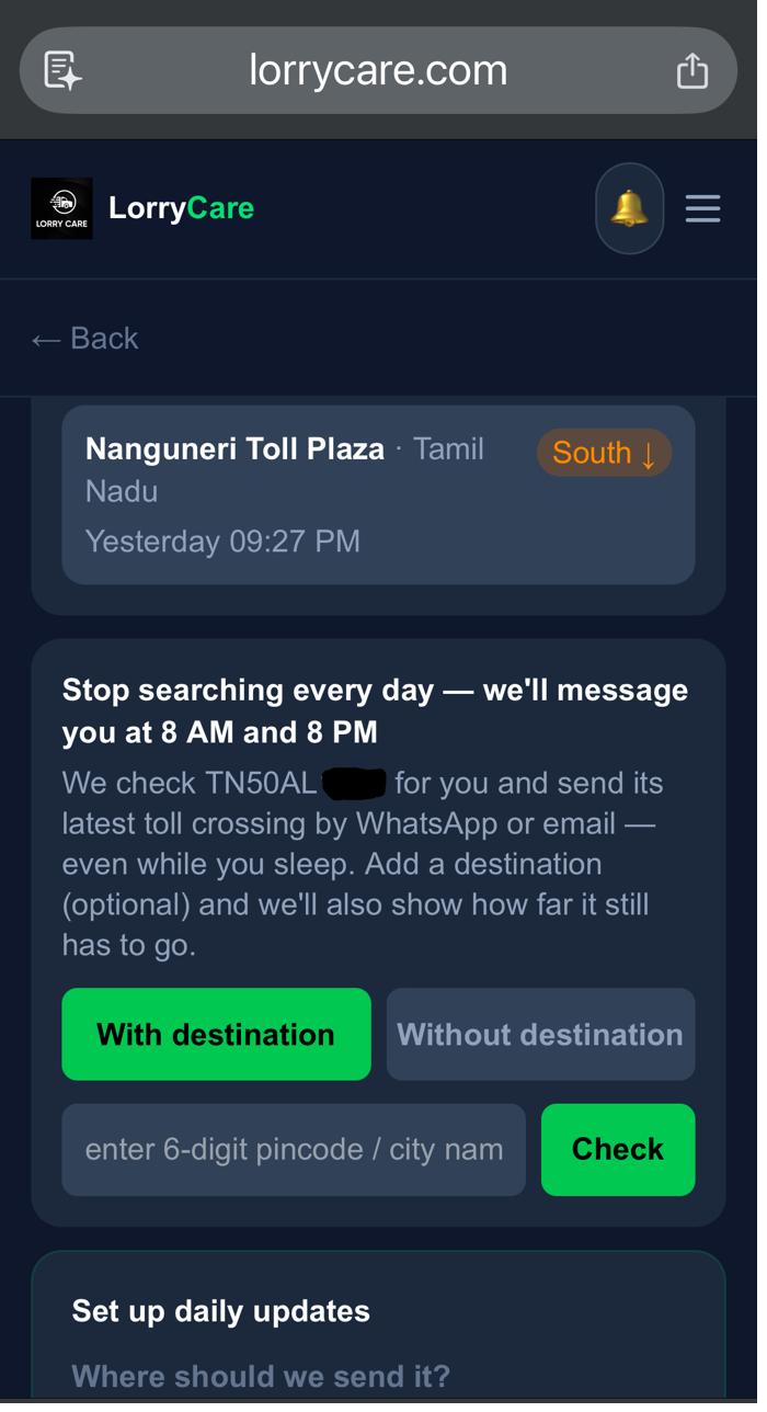 The optional destination box for remaining distance in every update